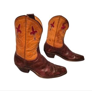 Rare 1950's Goding Boot Leather Inlay Cowboy Western Boots Women's Size 8